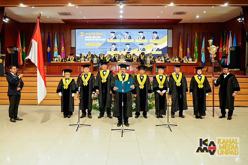 <p>Univesitas Padjadjaran menggelar Pengukuhan bagi Delapan Guru Besar baru Universitas Padjadjaran dari lima fakultas yang diselenggarakan di Graha Sanusi Hardjadinata Unpad Kampus Iwa Koesoemasoemantri, Jl. Dipati Ukur 35 Bandung,  Selasa, 19 Agustus 2025. (Dok. Jalasenastri Saprala)<br />
<br />
 </p>

