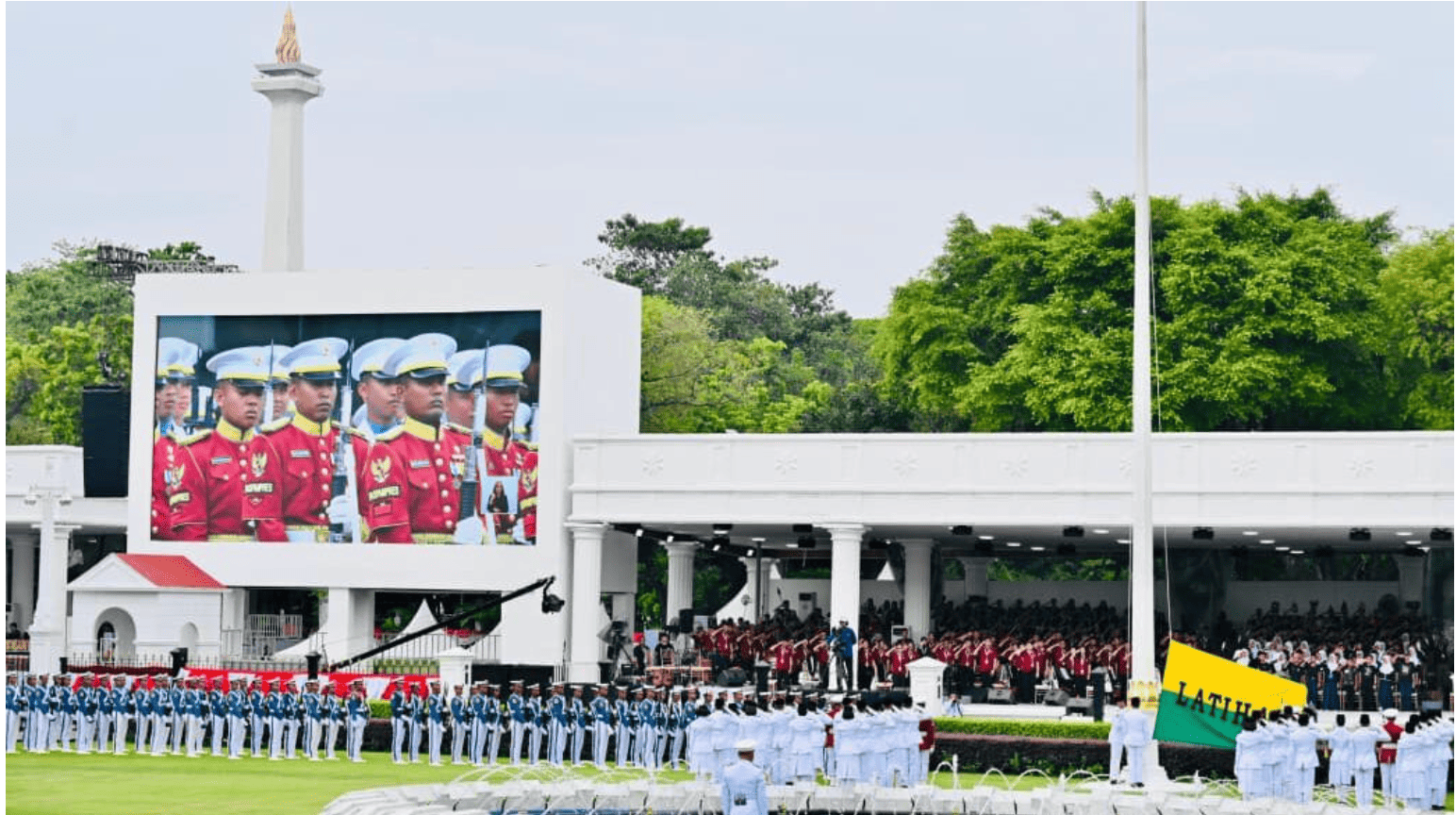 <p>Gladi bersih sebelum pelaksanaan Upacara Hari Ulang Tahun (HUT) Ke-80 Kemerdekaan Republik Indonesia dilaksanakan pada Kamis, 14 Agustus 2025. (Dok. BPMI Setpres/Laily Rachev)</p>
