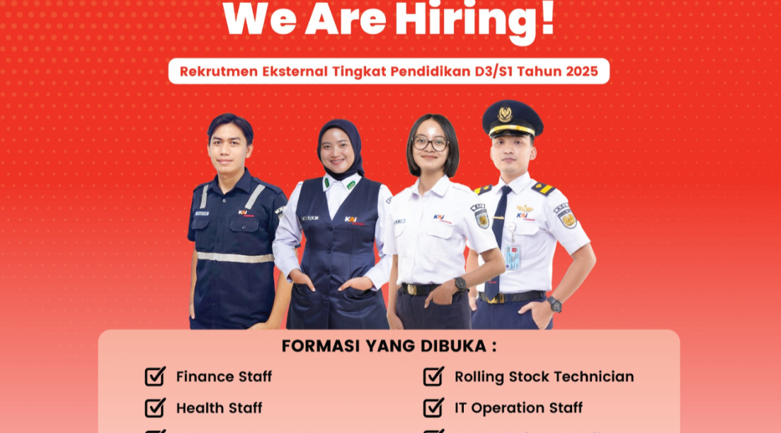 <p>KAI Commuter buka lowongan kerja 2025! Ada 8 posisi untuk D3 & S1. Buruan daftar sebelum 3 Oktober! Cek info lengkap di situs resmi commuterline.id/karir.</p>
