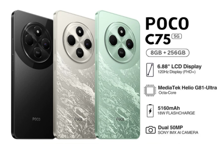 <p>Ilustrasi ponsel Xiaomi POCO. Cek spesifiksi POCO C75 lengkap dengan harga terbarunya.</p>
