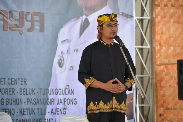 Andi Lesmana saat memberikan sambutan di pembukaan Sumedang UMKM Expo 2022