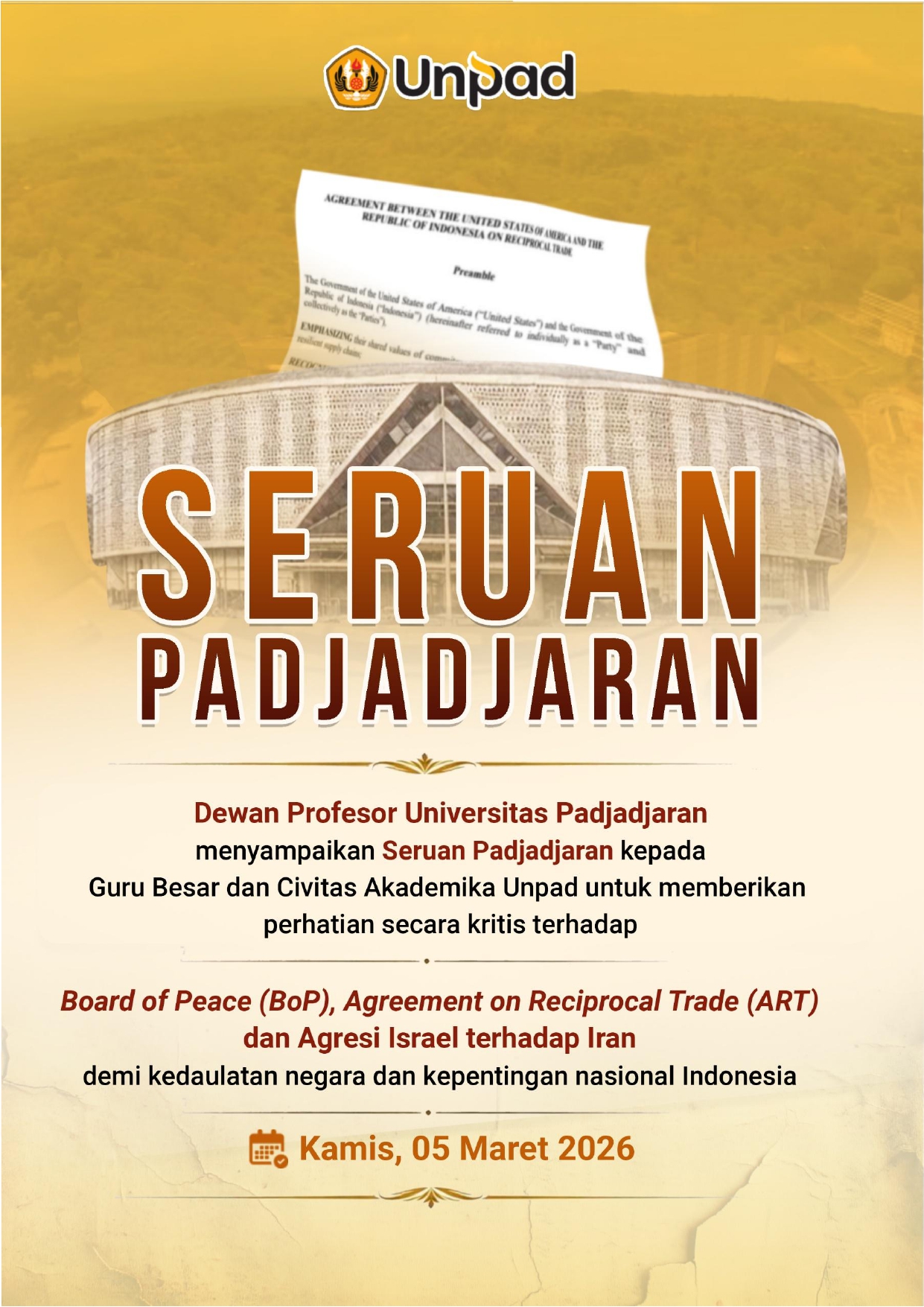 Seruan Padjadjaran, Kritisi BoP, ART dan Agresi Israel terhadap Iran 