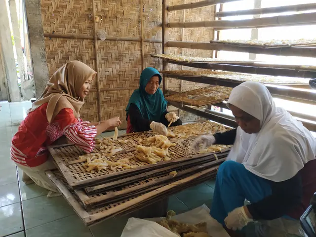 Teriknya matahari di musim kemarau bantu pengeringan kerupuk dan ikan asin. 