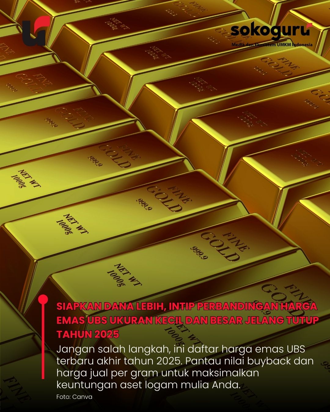 Kado Akhir Tahun Pahit Manis, Cek Selisih Harga Jual Beli Emas UBS Hari Ini Sebelum ke Toko Perhiasan