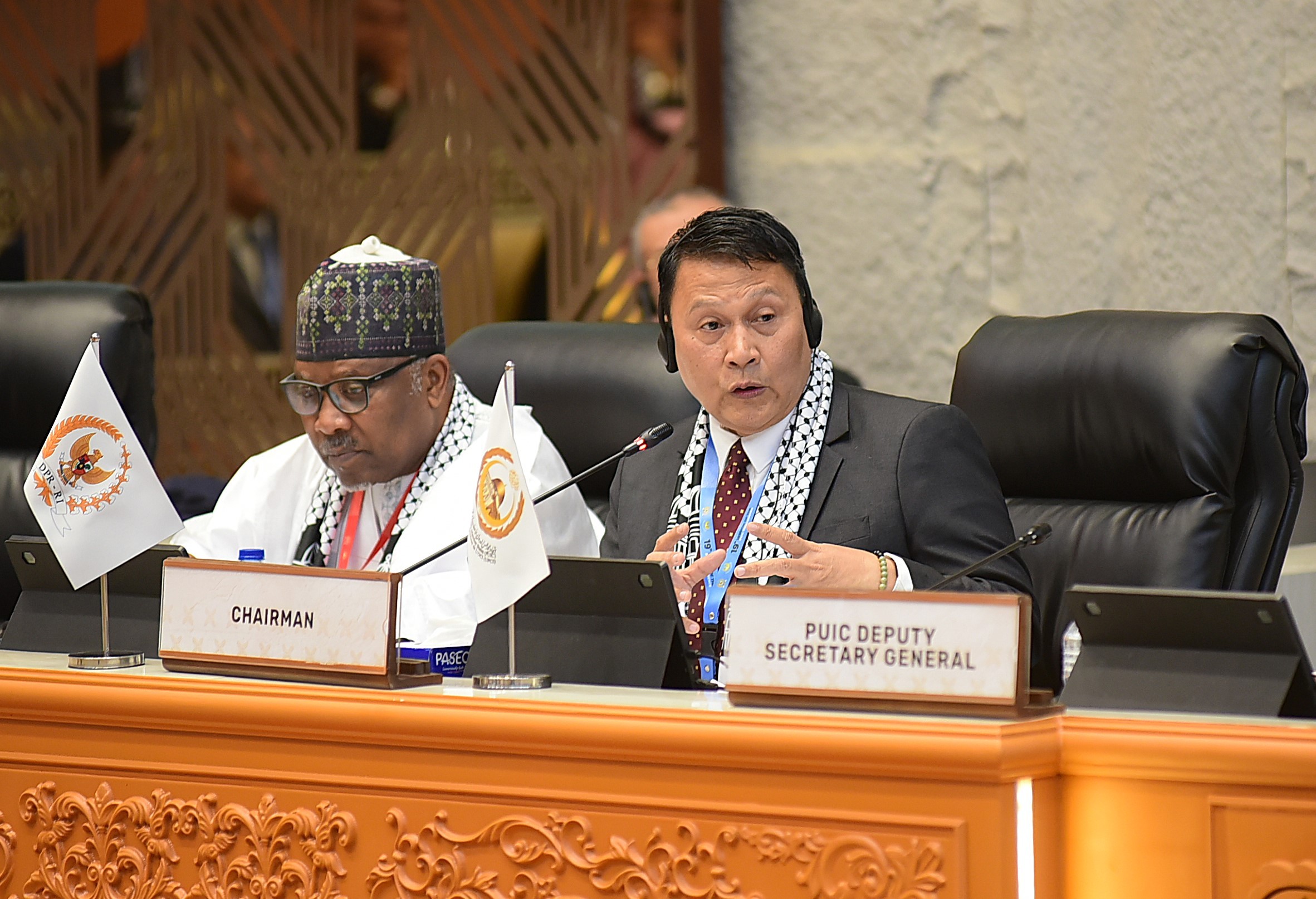 <p>Ketua BKSAP DPR RI, Mardani Ali Sera, menegaskan sikap tegas Indonesia dalam forum Standing Committee on Palestine yang digelar di Jakarta, sebagai bagian dari Konferensi ke-19 Parliamentary Union of the OIC Member States (PUIC) di Jakarta, Senin (12/5/2025). (Dok.DPR RI)</p>
