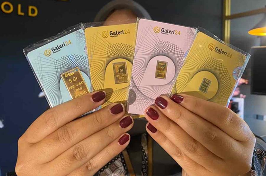 <p>Daftar harga emas hari ini yang dijual di Pegadaian untuk produk Galeri24 dan UBS sama-sama tergerus dari kemarin. Foto: Galeri24.</p>
