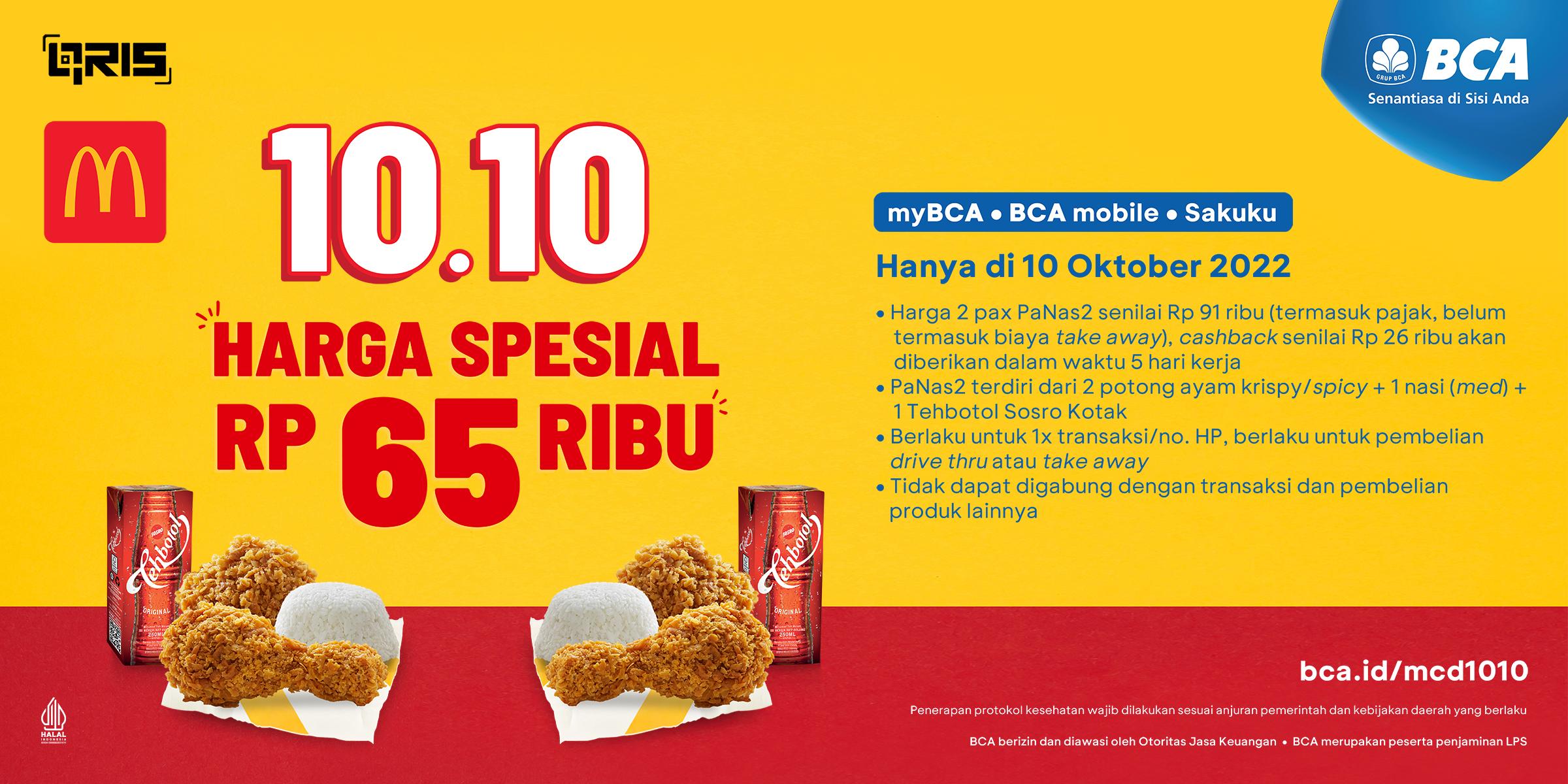 <p>Ilustrasi promo 10.10 makanan. Cek menu makanan yang menawarkan diskon promo 10.10 hari ini! Jangan kelewatan promo makanan dari Grabfood, Gofood, dan lainnya! Foto: McD</p>

