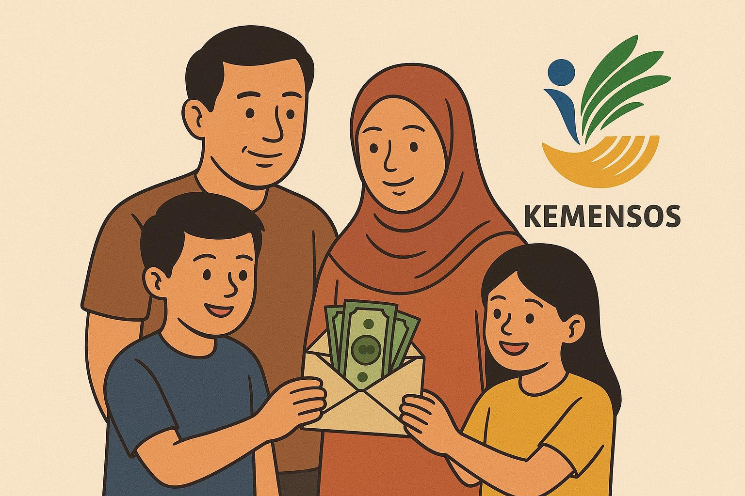 <p>Ilustrasi keluarga penerima manfaat bansos PKH dan BPNT, simak cara cek penerima di situs resmi Kemensos atau aplikasi Cek Bansos secara online.</p>
