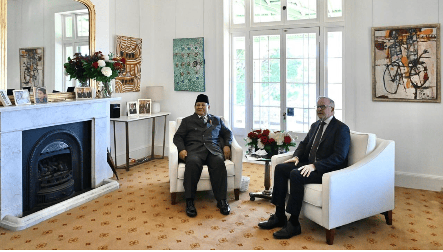 <p>Presiden Republik Indonesia Prabowo Subianto melakukan pertemuan tête-à-tête dengan Perdana Menteri (PM) Australia Anthony Albanese di Kirribilli House, Sydney, pada Rabu, 12 November 2025. (Dok BPMI Setpres/Cahyo)</p>
