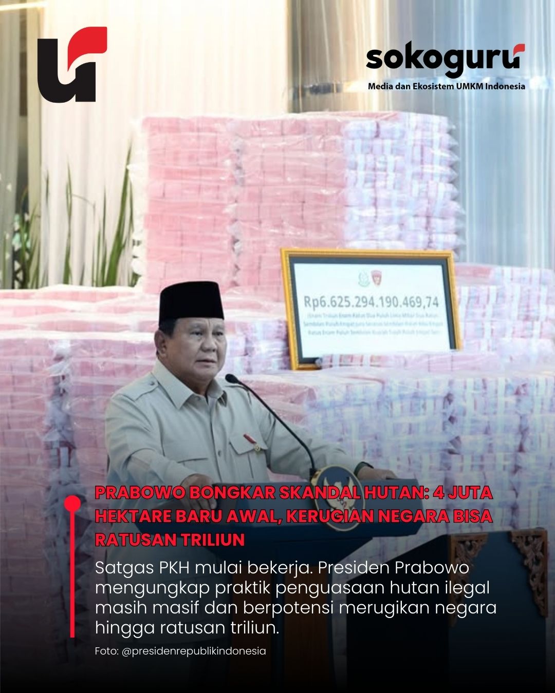 Hutan Ilegal Dibongkar, Prabowo: Jangan Kaget Jika Kerugian Negara Tembus Ratusan Triliun