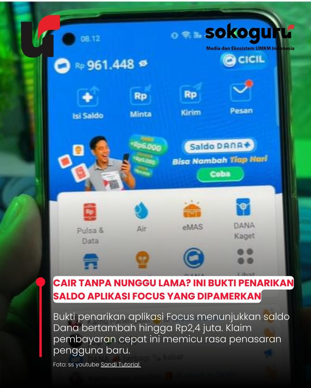 Bukti Saldo Masuk dari Aplikasi Focus Viral, Pengguna Klaim Cair Hingga Rp2,4 Juta