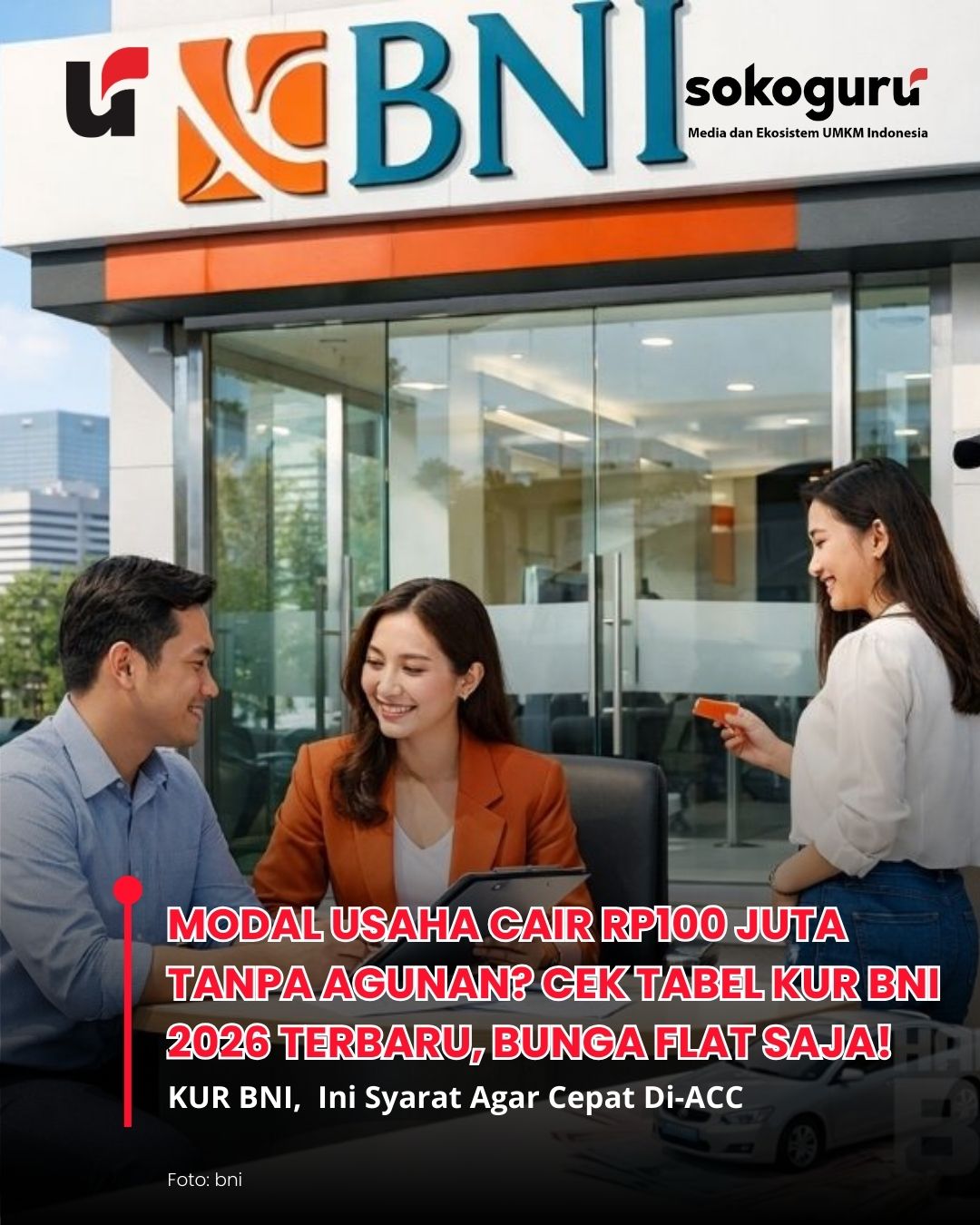 Cicilan Rp500 Ribuan! Tabel Angsuran KUR BNI 2026 Bunga 6%, Syarat NIB Cair Langsung ke Akun