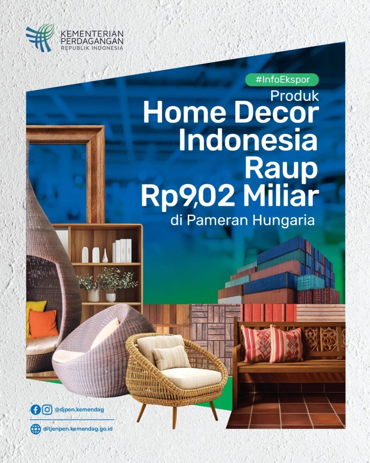 <p>Produk home decor Indonesia catat potensi transaksi Rp9,02 miliar di pameran HOMEDesign 2025, Hungaria, bawa nama UMKM ke pasar global. Foto: Instagram.com/djpen.kemendag</p>
