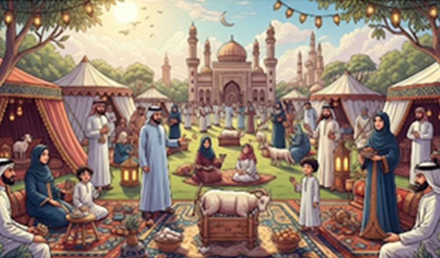 <p>Ilustrasi Idul Adha. Berikut ide ucapan selamat Idul Adha dalam bahasa Inggris lengkap artinya, cocok dibagikan di media sosial. (Foto: Gemini/AI).</p>
