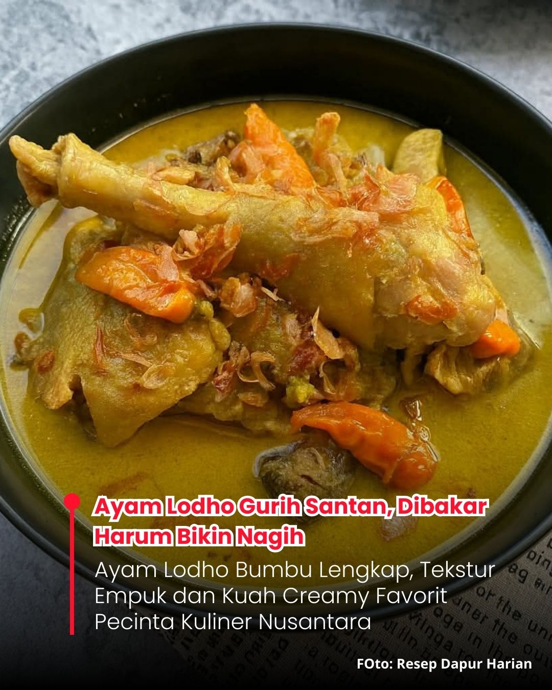 <p>Kuliner tradisional ayam lodho Jawa Timur yang kaya rempah, lezat disantap, dan potensial dikembangkan sebagai usaha makanan rumahan.</p>
