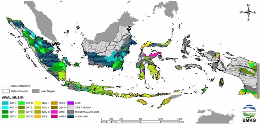 <p>Ilustrasi peta cuaca Indonesia. BMKG memprediksi puncak hujan di wilayah Indonesia akan terjadi lebih awal. (Foto: BMKG).</p>
