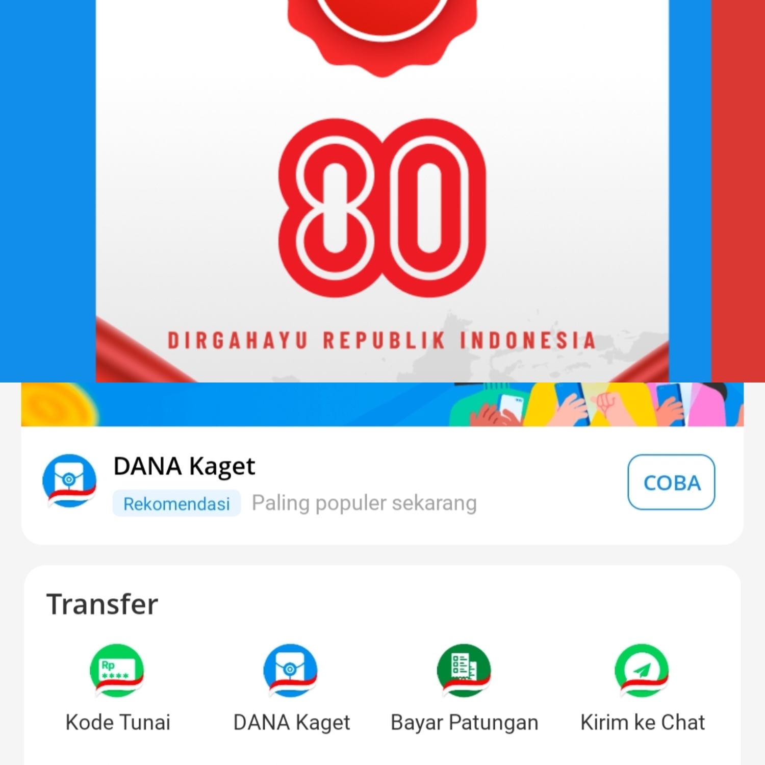 <p>ilustrasi fitur dana kaget berwarna merah putih tema kemerdekaan</p>
